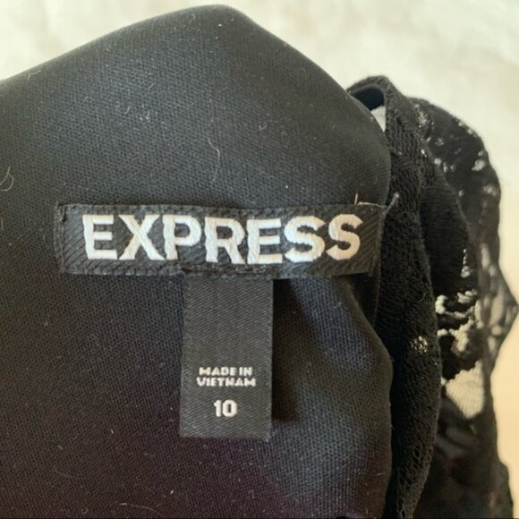 Express Black Fit & Flare Dress with Lace Detail 10 - Picture 8 of 12